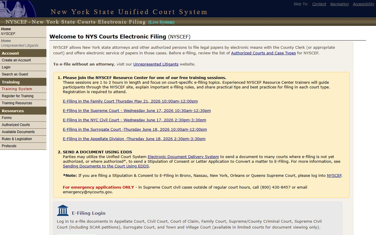 Westchester County court records and e-filed documents on the NYSCEF portal