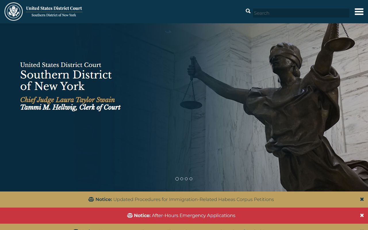 Federal court serving Westchester County, the Southern District of New York, near the Supreme Court