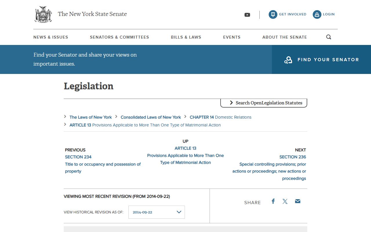 Westchester County divorce records confidentiality under Domestic Relations Law section 235 on the NY Senate site