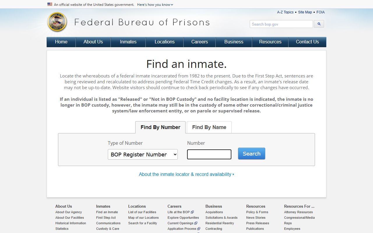 Federal BOP locator for released Westchester County inmates