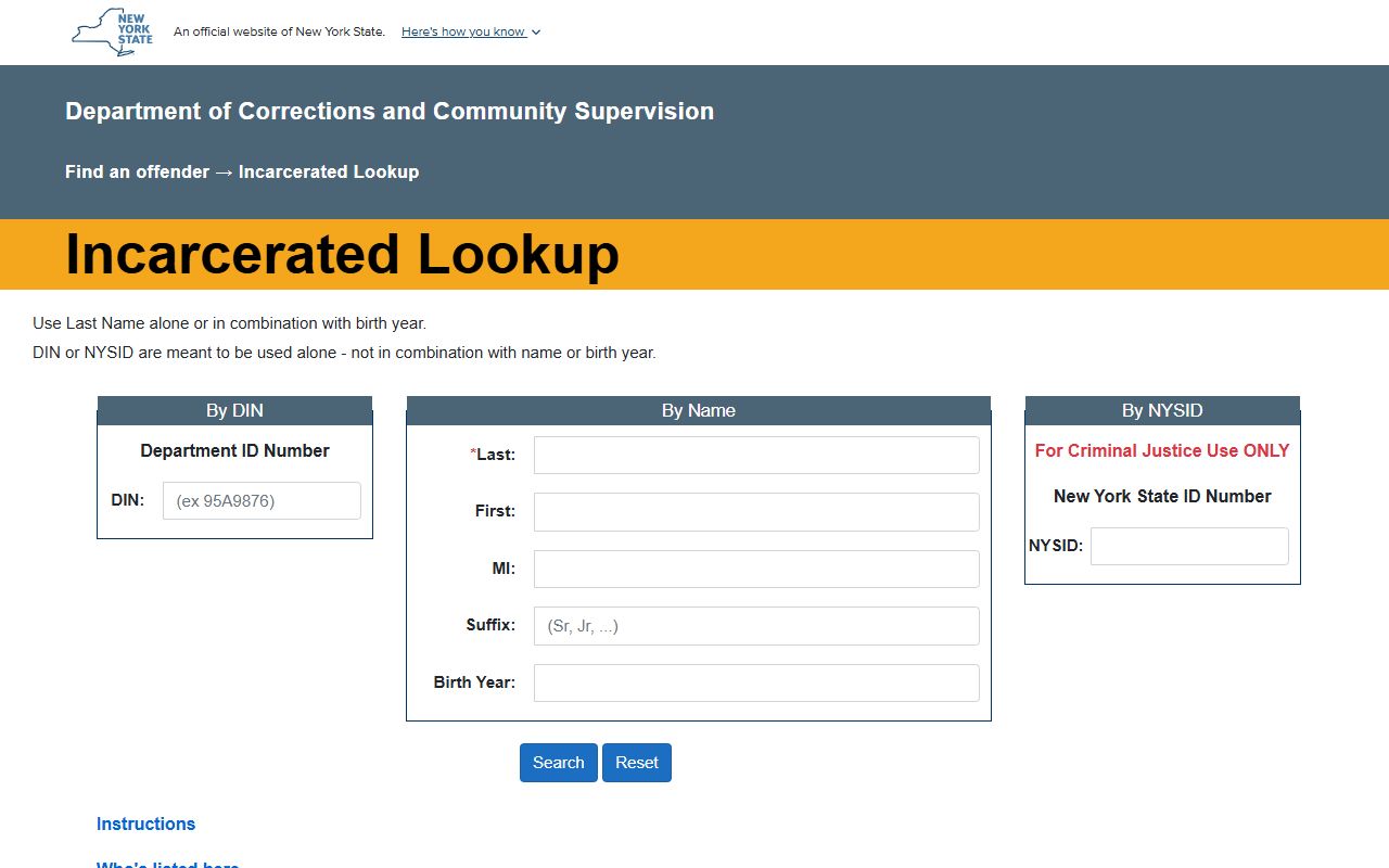 New York DOCCS lookup for released Westchester County inmates in state custody